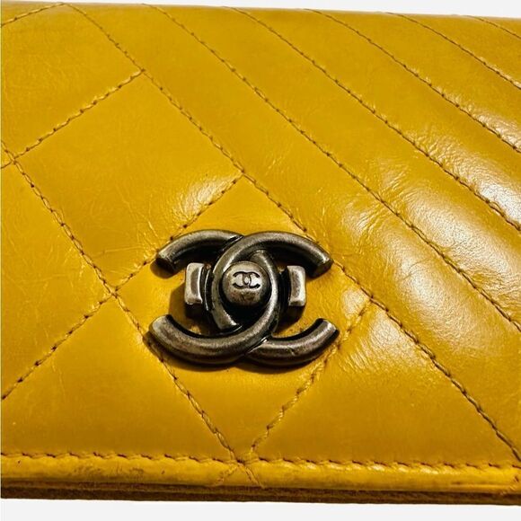 CHANEL Yellow Quilted Wristlet - Picture 7 of 16